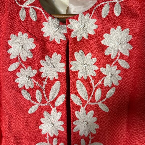 Nygard Blazer Jacket Dark Coral & Cream 3/4 Sleeve Hook Closure Size 14 P-NWT - Picture 6 of 8